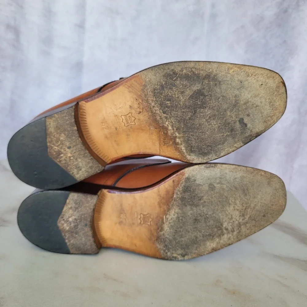 Alcaudio Bevilacqua Cap Toe Monk Strap Oxfords Tan Men's Size 42/9
